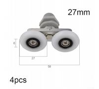 Lot de 4 roulettes coulissantes pour porte de douche en plastique, nylon et acier inoxydable, 19/23/25/27 mm de diamètre - Roulement en laiton (27 mm)
