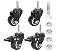 Lot de 4 roulettes de meuble de 40 mm : vis M8 x 25 mm Roulettes fixes M8 Roulettes pivotantes pour charges lourdes Roulettes,Noir
