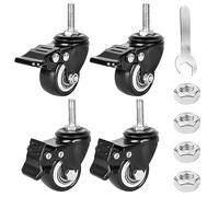 Lot de 4 roulettes de meuble de 40 mm : vis M8 x 25 mm Roulettes fixes M8 Roulettes pivotantes pour meubles avec frein, 35 kg, rotation à 360 °, roulettes de transport en caoutchouc pour l'intérieur