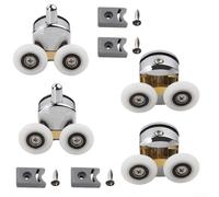 Lot de 4 roulettes de porte de douche à double roue de 23 mm de diamètre pour portes coulissantes en verre dans les paramètres de douche et de balcon