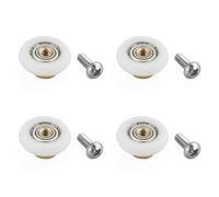 Lot de 4 roulettes de porte de douche en acier inoxydable de 19 mm de diamètre, blanc, 19 mm x 5 mm (acier inoxydable)