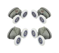 Lot de 4 roulettes de porte de douche papillon double - Roues supérieures et inférieures - Diamètre des roues : 19/23/25/27 mm - Avec positionnement de porte réglable (27 mm)