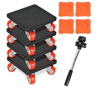 Lot de 4 roulettes de transport pour meubles avec élévateur de charge, roulettes de transport de meubles avec outil de levage, pour déménagement de meubles lourds, 400 kg, pivotantes à 360 °