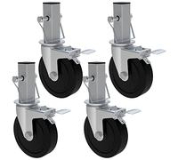 Lot de 4 roulettes d'échafaudage de 12,7 cm robustes avec double frein de verrouillage, roulettes carrées en caoutchouc tige de rechange pour échafaudage Baker de 1,8 m, capacité de 200 kg par
