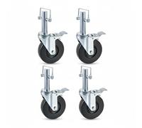 Lot de 4 roulettes d'échafaudage robustes de 5 pouces avec système de freinage à double verrouillage - Capacité de 1 120 lb