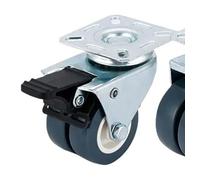 Lot de 4 roulettes doubles de 5 cm (2 pouces) en PVC avec double frein - Roues pivotantes industrielles supportant jusqu'à 180 kg, pneus en caoutchouc PVC(Brake)