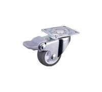 Lot de 4 roulettes légères en TPE de 1 pouce/1,25 pouce/1,5 pouce/2 pouces, mini poulie universelle à vis(Flat Brake,1.5 Inch)