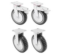 Lot de 4 roulettes pivotantes, 20 cm, pour charges lourdes, avec frein, pivotantes à 360°, capacité de charge 600 kg, pour sac à outils, transport industriel et logistique