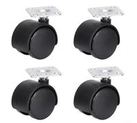 Lot de 4 roulettes pivotantes 40 mm avec plaque de fixation 34 mm x 34 mm pour meubles, équipements industriels et chariots d'atelier