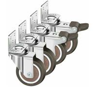 Lot De 4 Roulettes Pivotantes 50Mm, 100Kg Roulettes Pour Meubles, Type L Roue Pour Meuble Avec Frein Rotation à 360°, Pour Intérie