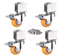 Lot de 4 roulettes pivotantes à 360° en nylon robuste de 3,8 cm avec support en U et frein. Capacité de charge de 75 kg. Pour une mobilité fluide et des manœuvres aisées.