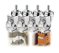 Lot de 4 roulettes pivotantes à tige, robustes for chariots et meubles, roues en caoutchouc transparent, diamètre: 50mm, charge admissible: 25kg, filetage: 8mm(4 Swivel,M8*15mm)