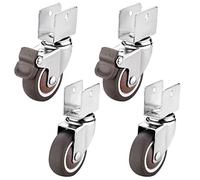 Lot de 4 roulettes pivotantes avec plaque en U, for le déplacement des meubles, à roulement billes acier laminé froid, caoutchouc TPE, support fleurs, vis table(2brake+2universal,18.2mm/0.7in)