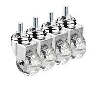 Lot de 4 roulettes pivotantes de 50 mm, roulettes à tige filetée M8 x 15 mm/M10 x 15 mm/M8 x 25 mm/M10 x 25 mm, roulette pivotante en caoutchouc transparent pour chariot à meubles (taille :