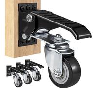 lot de 4 roulettes pivotantes d'établi charge max. 74,8kg Roulettes de meuble à double roulement à billes Roulettes de transport lourdes en polyuréthane avec frein Roulettes industrielles 160x70x174mm