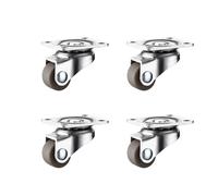 Lot de 4 roulettes pivotantes en caoutchouc à profil bas 1,3 cm for petits appareils électroménagers, meubles, chariots jouets, boîtes rangement(Soft rubber)