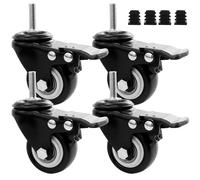 Lot de 4 roulettes pivotantes en caoutchouc avec frein M8 x 25 mm, pour charges lourdes, 50 mm, pour meubles, filetage M8, pas de traces et silencieuses, pour appareils et meubles, avec 4 bouchons
