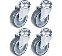 Lot de 4 roulettes pivotantes en caoutchouc gris 75 mm Capacité 240 kg