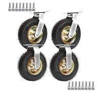 Lot De 4 Roulettes Pivotantes En Caoutchouc, Roulettes Fixes, Roulette Charge Lourde Jusqu'à 200KG, Roulettes Pour Meubles Transport, Roue En Caoutchouc Gonflable, Roulettes À Plaque