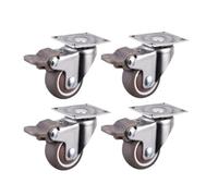 Lot de 4 roulettes pivotantes en caoutchouc souple for meubles, argentées, for chariot à plateforme, chaise, accessoires ménagers(A,1.25 inch)