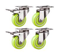 Lot de 4 roulettes pivotantes en métal, robustes en polyuréthane, vertes, support en acier inoxydable 304, avec plateau supérieur pivotant à 360°, capacité de charge 105 kg, pour chaise, tab