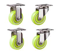 Lot de 4 roulettes pivotantes en métal, robustes en polyuréthane, vertes, support en acier inoxydable 304, avec plateau supérieur pivotant à 360°, capacité de charge 231 lb, pour chaises, ta
