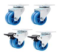 Lot de 4 roulettes pivotantes en Nylon PA, roulettes pour Meubles en métal, Installation à 360° sur Plaque supérieure, silencieuses, Anti-Usure, Doubles Roues, Bleues, pour Chaise, Table Basse,