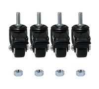 Lot de 4 roulettes pivotantes en PU pouvant supporter jusqu’à 240 kg M8 x 25 mm avec freins verrouillables, noir