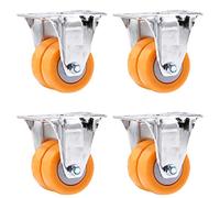 Lot de 4 roulettes pivotantes en TPE, roulettes pour Meubles en métal, Installation sur Plaque supérieure à 360°, silencieuses, Anti-Usure, Doubles Roues, Jaunes, pour canapé, Table Basse, RT de