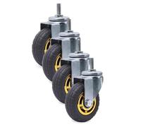 Lot de 4 roulettes pivotantes industrielles en caoutchouc robuste avec frein, tige filetée M12 x 30 mm, rotation à 360 degrés, faciles à installer, 3/4/5 pouces, 3 pouces