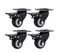 Lot De 4 Roulettes Pivotantes Noires Robustes 1,5 Et 2 Pouces (3,8 Cm) For Chariots Meubles, Supportant Jusqu'à 180 Kg. Elles Sont Dotées D'un Frein Plat En(4 Pcs-Brake)