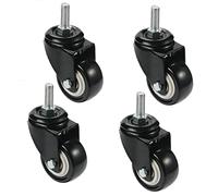 Lot de 4 roulettes pivotantes pour chaise de bureau - 3,8 cm sans danger pour tous les sols, en caoutchouc, y compris le bois dur - Roulettes pivotantes M8 x 25 mm