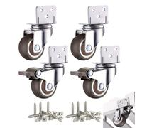 Lot de 4 Roulettes Pivotantes Pour Meubles 25mm avec 2 Frein,Roulette Charge Lourde 44kg, Roulettes pour Meubles +20 Vis, Adaptées à Bibliothèque/Armoire/Table (Int/Ext)