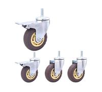 Lot de 4 roulettes pivotantes robustes à tige en caoutchouc pneumatique avec filetage M12 et frein for le transport de meubles et d'engins industriels(3inch)