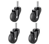 Lot de 4 roulettes pivotantes robustes for chariot, avec frein verrouillable, tige à vis M6/M8/M10, noir, freins M10-4(4nobrakes,M10)