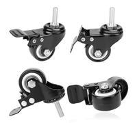 Lot de 4 roulettes pivotantes très résistantes de 5,1 cm avec frein et tige filetée M8 x 25 mm pour chariot de meuble, charge forte 300 kg