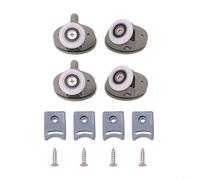 Lot de 4 roulettes pour porte de douche 23 mm, roues supérieures et inférieures pour portes coulissantes en verre, poulie pivotante réglable pour 4 à 6 mm d'épaisseur, plastique et laiton