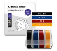 Lot de 4 rubans adhésifs 3D Qoltec pour gaufreuse DYMO Omega | 9 mm x 3 m | 4 co