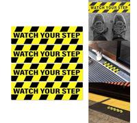 Lot de 4 rubans adhésifs antidérapants Watch Your Step - 15 x 60 cm - Ruban adhésif robuste pour escaliers, marches pour rampes - Décalcomanies de sécurité extérieures - Jaune et noir