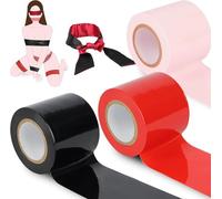 Lot de 4 rubans adhésifs bondage avec masque en satin : ruban adhésif électrostatique sans colle (3 x 16 m) - corde BDSM pour jeux bondage intenses