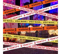 Lot de 4 rubans d'avertissement pour décorations d'Halloween - Ruban d'avertissement de danger pour fête effrayante, maison hantée, thème zombie et décoration de zone de danger