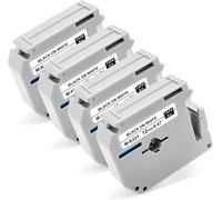 Lot de 4 rubans d'étiquettes compatibles avec Brother P-Touch m-k231s 12 mm M-K231 MK231S pour Brother P Touch PT-M95 PT-90 PT-65 PT-60 PT-55, noir sur blanc, 4 x