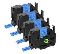 Lot de 4 rubans d'étiquettes de rechange pour Brother P Touch TZE-551 0,94 laminé noir sur bleu Tze551 pour étiqueteuse Brother Ptouch PTD600 PT-P710BT PTP750W