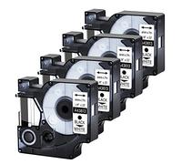 Lot de 4 rubans d'étiquettes de rechange pour Dymo d1 6 mm x 7 m 43613 S0720780, compatible avec LabelManager 160 210D 360D 280 500TS Pnp LabelPoint 100 150 200 250 300 Noir sur blanc