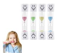 Lot de 4 Sablier Brossage Dents Enfant, Minuteurs Colorés 3 Mins avec Design Sourire - Sablier Minuteur pour Hygiène Dentaire Enfants, Outil Pédagogique pour Gestion du Temps (Bleu, Rose, Jaune, Vert)