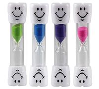 Lot de 4 sabliers de 3 minutes pour brosse à dents pour enfants, couleurs assorties, sabliers en plastique pour un brossage correct des dents, garçons et filles