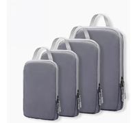 Lot de 4 Sac Compression Voyage, Rangement Valise Organisateur, Organiseurs de Bagage, Double Fermeture éclair, 100% Nylon, Imperméables (Gris)
