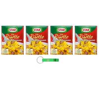 Lot de 4 sachets de riz crémeux aux cèpes et au safran 100 % italien - 175 g - Avec porte-clés Beni Culinari