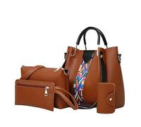 Lot de 4 sacs à bandoulière pour femme Motif ethnique rétro Sac à main Sac à bandoulière + paquet de cartes The Teacher Tote, marron, Taille unique