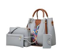 Lot de 4 sacs à bandoulière pour femme Motif ethnique rétro Sac à main Sac à bandoulière + paquet de cartes The Teacher Tote, gris, Taille unique
